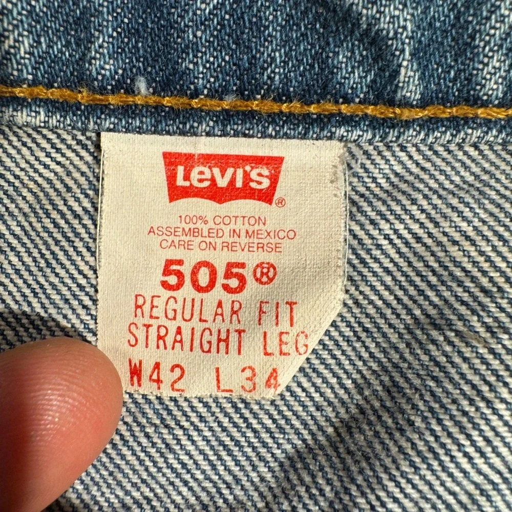 Levi's Men's 505 Regular Fit Straight Leg Orange Tab Medium Wash Jeans 42